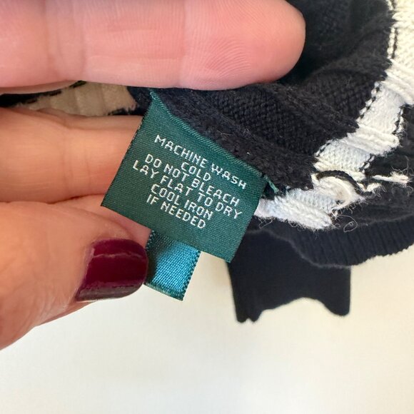 Ralph Lauren Mock Neck Ribbed Knit Striped Sweater Womens Size XL Classic Preppy - Picture 5 of 7